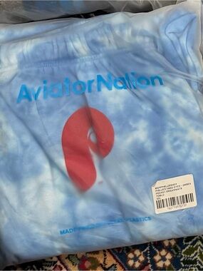 NWT Aviator Nation men’s Blue Tie-Dye Sweatpants with Red Phillies Logo